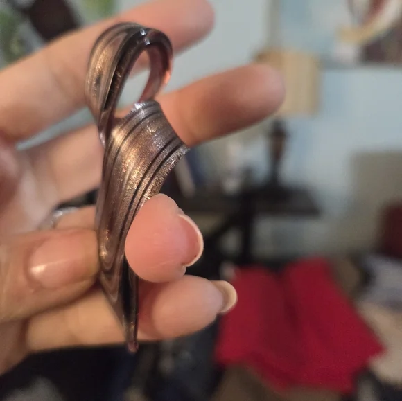 Elegant Black and Bronze/Purple Hues Necklace With Glass Pendant - Picture 8 of 12